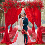 50x10ft Red Backdrop Curtain for Wedding Parties Wrinkle Free Fabric Red Drapes Backdrop Decoration for Baby Shower Birthday Photography Decoration 10 Panels, 5ft x 10ft - Image 2