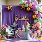 Gallety Purple Backdrop Curtains 30FT x 10FT, Fabric Backdrop Curtains for Parties, Polyester Photo Backdrop Drapes for Wedding, Birthday, Graduation, Engagement & Celebration Decorations by Creativepartyuniquedecorat