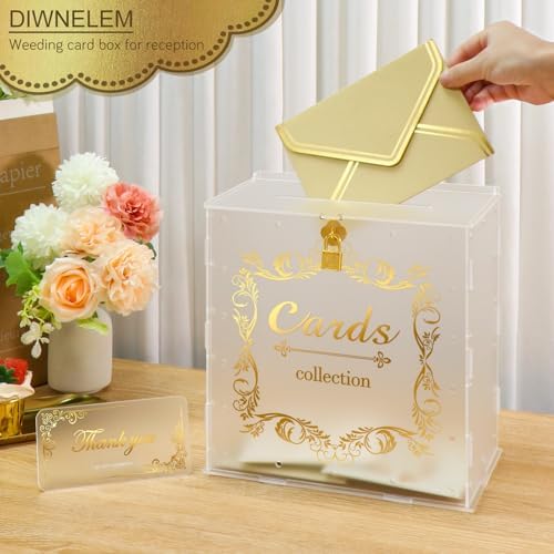 Acrylic Wedding Card Box with Lock String Light Frosted Large Card Box for Wedding Letter Box Envelope Box Acrylic Gift Card Box Money Box for Party Birthday Reception - Image 3