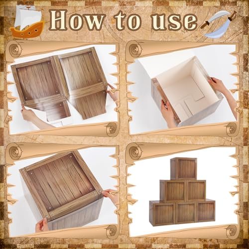 JellyArch 18 Pcs Pirate Party Decor Treasure Chest set, Multicolor, Pirate - Image 3