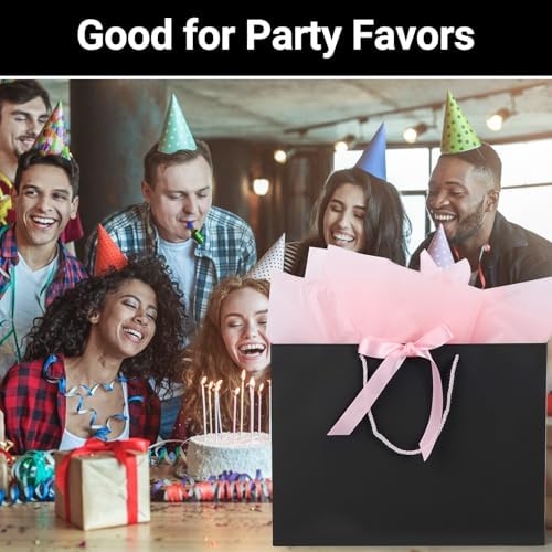 EUSOAR Large Gift Bags, 25pcs 16"x6"x12" Black With Handles for Shopping, Wedding, Baby Shower, Birthday Party - Paper Treat Bags Bulk With Ribbon - Image 5