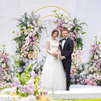7.2FT Gold Double Arch Backdrop Stand, U-Shaped Metal Wedding Arch Frame with Open Back Design for Ceremony Baby Shower Birthday Party Garden Photo Backdrops Decorations - Image 5