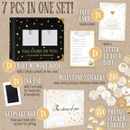 Book Keepsake, Baby Memory Book From Pre-Birth to 5th Year, with 2 Photo Pockets, Milestone Stickers, Hand/Footprint Inkpad, Baby Album and Baby Book for Girls or Boys (Black) - Image 2