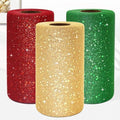 3PCS Glitter Tulle Rolls 6 Inch by 50 Yards Glitter Sequin Tulle Fabric (Gold, Red, Emerald Green) by IONTACH