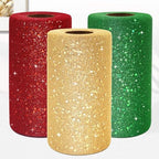 3PCS Glitter Tulle Rolls 6 Inch by 50 Yards Glitter Sequin Tulle Fabric (Gold, Red, Emerald Green) by IONTACH