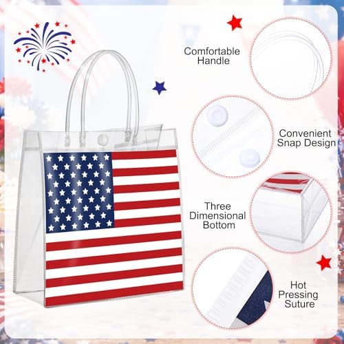 Canchiing 50 Pcs Patriotic Clear Gift Bags Labor Day Gift Bag with Handles - Image 3