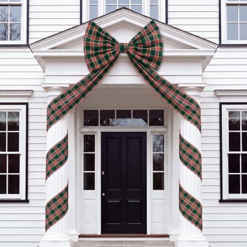 Riceshoot 32x250 Inch Christmas Tartan Plaid Green Bow, Giant Decorations by Zuqqaaoor