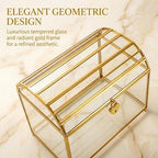 Cedilis Glass Wedding Card Box with Slot and Lock, 10 x 7.9 x 5.5 Inches Gold Clear Decorative Wedding Envelope Card Holder for Reception Birthdays Party, Bridal Shower, Graduation - Image 4