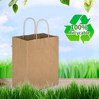 Toovip 100 Pack 8x4.75x10 Inch Medium Plain Brown Kraft Paper Bags with Handles Bulk, Gift Wrap Bags for Favors Grocery Retail Party Birthday Shopping Business Goody Craft Merchandise Take Out Sacks - Image 4