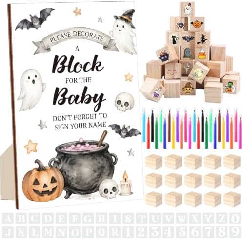 Novabright 113 Pcs Halloween Baby Shower Games Decorate a Block Game Sign by Unknown