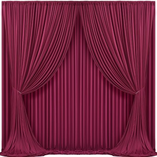 20x10ft Burgundy Backdrop Curtain for Wedding Parties Wrinkle Free Fabric Maroon Drapes Backdrop Decoration for Baby Shower Birthday Photography Decoration 4 Panels, 5ft x 10ft by Gogoparti