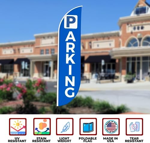 Parking Sign feather flag Pole Kit for Outdoor by Mavis Printing | 15 FEET Long Polyester Outdoor Banner Flag for Easy Hang | HD Print Swooper Flag Pole Mount to Celebrate Parking | Made in USA. - Image 6