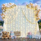 Ivory Tulle Backdrop Curtain for Parties Wedding,30ft x 10ft Wrinkle Free Curtain Backdrop,2 Layer Drapes for Backdrop,Polyester Back Drop for Bridal Shower Birthday Baby Shower Photography - Image 3