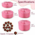 iobiotio Foldable Cake Stand Set, Reusable Buffet Risers, 4 Pack Round Dessert Stands with Acrylic Tops, Cardborad Display Stands for Weddings, Birthdays, Baby Showers, Parties, Home Decor, Pink - Image 2