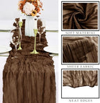 12 Pcs Cheesecloth Table Runner 10FT Brown Runner for Tables Gauze Fabric 35 x 120 Inches Long Boho Table Runner Decor Rustic Sheer Runner for Wedding Birthday Bridal Shower Party (Brown) - Image 2