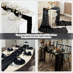 12 Pack Black Cheesecloth Table Runners 21x120 Inch Boho Gauze Table Runner 10FT Long Rustic Sheer Black Table Runner for Baby Shower,Wedding,Party,Birthday,Home Table Decor - Image 7