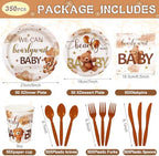 Dandat 350 Pcs Baby Shower Set, Bear, Brown - Image 3