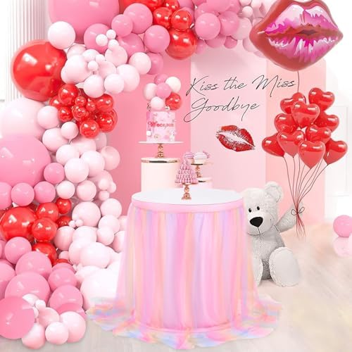 Pastel Rainbow Pink Table Skirt Ruffle Mermaid Party Tablecloth for Rectangle Table Tables or Round Tables 9ft Birthday Party Baby Shower Decorations - Image 4
