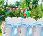 Satin Baby Blue Chair Sashes 50 Pack, Light Blue Chair Bows for Wedding - Image 4