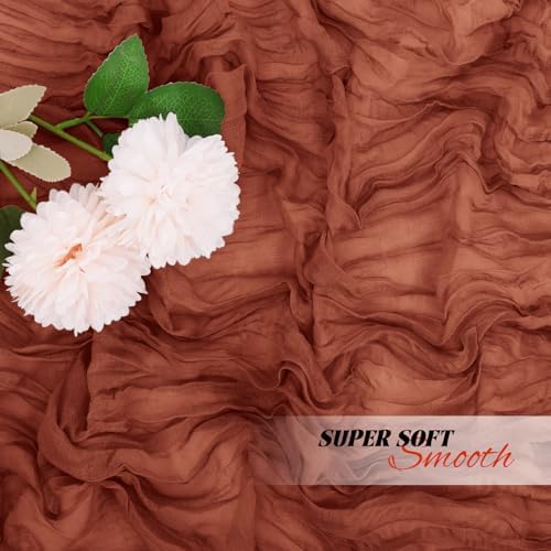 16 Pack Terracotta Cheesecloth Table Runners 20x120 Inch Gauze Table Runner Cheese Cloth 10FT Terracotta Table Runner Rustic Sheer Runner for Wedding Baby Shower Birthday Party Table Decor - Image 7