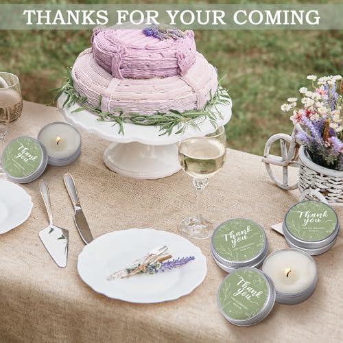 MTLEE 50 Pcs Sage Green Thank You Candles Baby Shower Wedding Favors - Image 3