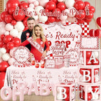 Shes Ready to Pop Baby Shower Decorations, All-in-1 Retro Soda Pop Baby Shower Decorations with Balloon Arch Baby Boxes Plates Napkins Cake Toppers Tablecloth Backdrop Banner for Gender Reveal Party - Image 3
