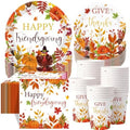 Pickmesh 250 Pcs Happy Friendsgiving Party Decorations Give Thanks Paper Plates Napkins and Cups Fall Pumpkin Disposable Tableware Set for Autumn Harvest Thanksgiving Farmhouse Party Supplies Serve 50 by Pickmesh