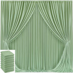 40x10ft Sage Green Backdrop Curtain for Wedding Parties Wrinkle Free Fabric Sage Green Drapes Backdrop Decoration for Baby Shower Birthday Photography Decoration 8 Panels, 5ft x 10ft by Gogoparti