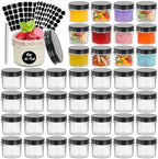 40 Pack 4 oz Glass Jars with Black Lids by EKKOVLAforHomeKitchen