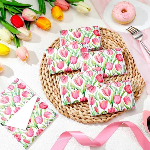 PerKoop 100 Pack Pocket Tissues Travel Slim Packs Small Facial Tissues Wallet Size Toilet Paper for Travel Guest Wedding Supplies, 4 Styles (Tulip) - Image 4