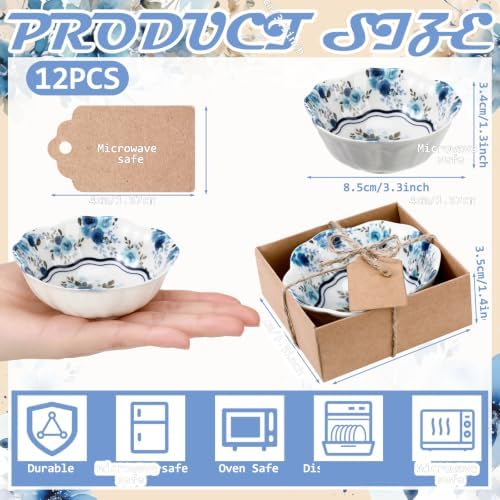 SiliFine 12 Pcs Wedding Favors for Guests Small Ceramic Bowls, Rose, Blue - Image 6