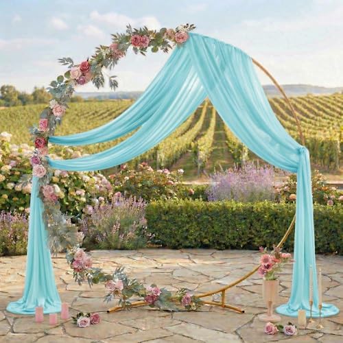 Pack of 2 Wedding Arch Drape Panel Fabric 30" x 50ft - Teal - Image 3
