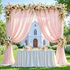 10x12ft Blush Pink Backdrop Curtain Panels for Parties - Wrinkle Free Polyester Photo Curtain Backdrop Wedding Back Drop Fabric Drapes for Party Decorations Background for Photography - Image 6