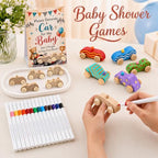 57 Pcs Baby Shower Games Wooden Car DIY Painting Crafts Kit - Image 4