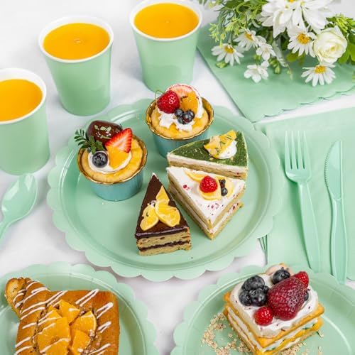 LIYH 350Pcs Sage Green Party Supplies, Mint Green Paper Plates And Napkins - Image 4