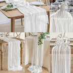 10FT 20 Pack White Cheesecloth Table Runner 20 x 120 Inch Long Rustic Gauze Cheese Cloth Table Runner for Wedding Bridal Baby Shower Table Decorations Boho Fabric Sheer Birthday Party Table Decor - Image 6
