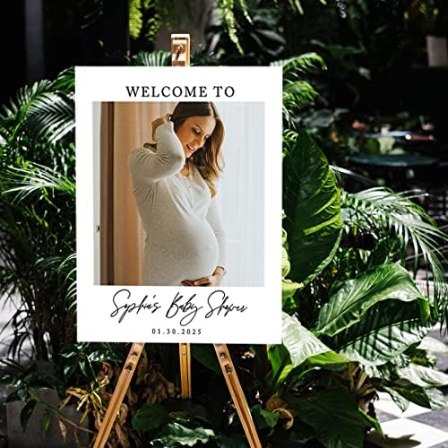 Andaz Press 16"x20" Personalized Canvas Baby Shower Welcome Sign, Custom Photo Classic Minimal Gender Neutral Large Welcome Baby Shower Sign for Easel Stand, Baby Shower Decorations - Image 3