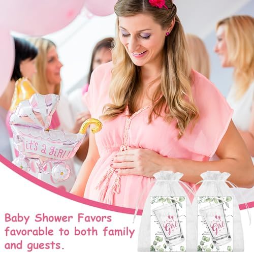 60 Sets Baby Shower Acrylic Shot Glasses It's a Girl Clear Shot Glasses Bulk with Thank You Card Organza Bags Boy Girl Theme Party Gift Tea Party Favor Thank You Gifts for Guests Gender Reveal - Image 7