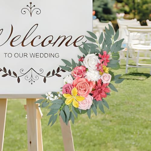 Finphoon Hot Pink Wedding Arch Flowers Set of 2 - Image 5