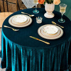 GLORY SEASON Velvet Tablecloth Luxurious Solid Round Table Cloth,Oblong Retro Farmhouse Ruffle Tablecloths Washable Table Cover for Party Wedding Baby Shower Kitchen Dinning Tabletop Decoration - Image 2