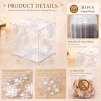 50 Pcs Christmas Clear Favor Boxes 3x3x3 Inch, Snowflake Xmas Candy Box - Image 2