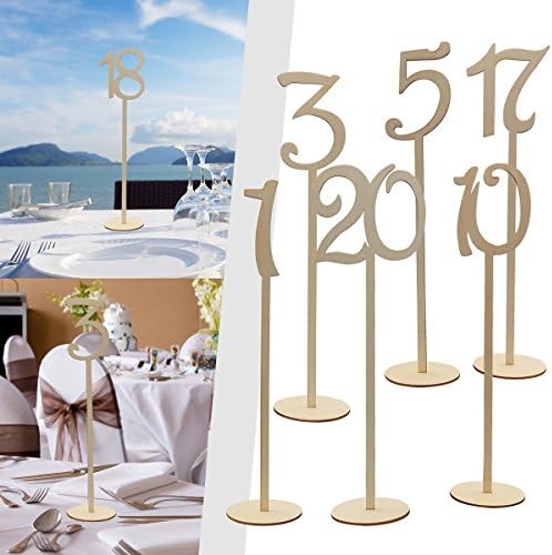 20pcs 1-20 Wooden Table Numbers with Holder Base for Wedding or Home Decoration (Wood Color) - Image 6