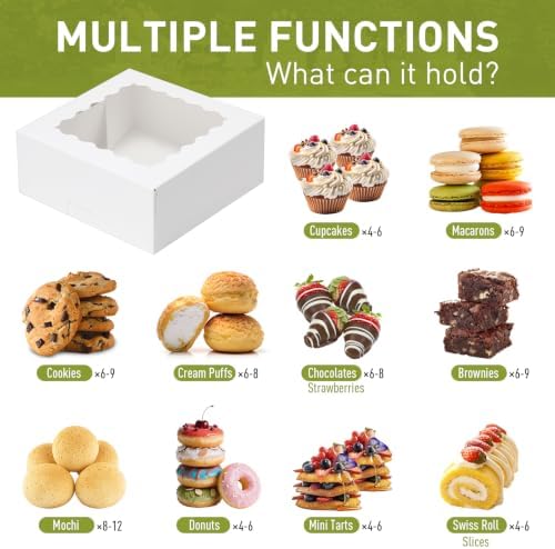 6x6x2.5 Auto-Popup Small Cookie Boxes with Window, White, 60 Pack - Image 4