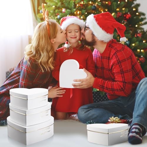 Glenmal 3 Pcs Heart Shaped Gift Boxes with Lids,White - Image 5