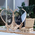 Wedding Fingerprint Guest Book Alternative,with Box and Small Hearts,Personalized Heart Drop Guest Sign for Rustic Wedding Decorations,Anniversary(style13, heart) - Image 4