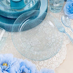 Rubtlamp 180Pcs Blue Glitter Dinnerware Set(30 Guests), Blue Plastic Plate With Gitter Disposable Silverware, Gitter Plate Set Include 30Dinner Platos, 30Dessert Platos, 90Cutlerys, 30Cups for Party - Image 7