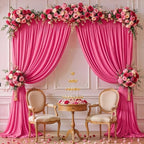 10x10ft Hot Pink Backdrop Curtain Panels for Parties - Wrinkle Free Polyester Photo Curtain Backdrop Wedding Back Drop Fabric Drapes for Party Decorations Background for Photography - Image 4