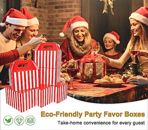 Happyhiram 40 Pack Christmas Red Striped Large Gable Boxes, 9x6x6 Inch - Image 4