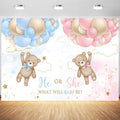 10x6.5ft Bear Gender Reveal Backdrop Baby Boy or Girl Pink or Blue Balloons Photography Background What Will Baby Be Banner Decorations Party Supplies Photo Booth Props by Tranhiafe