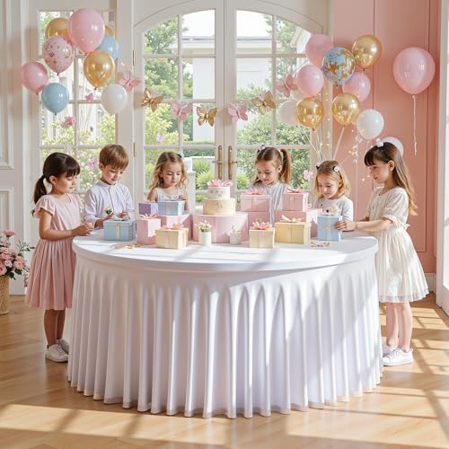 White Tulle Tablecloths 72 Inch Spandex Round Table Cloths for Round Tables - Image 3